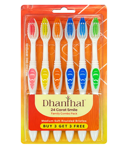 Paquete Familiar de Cepillos de Dientes de Cerdas Medianas, Compre 3 y Obtenga 3 Gratis, con Poder de Limpieza Anti-Placa, Diseño Amigable con las Encías y Mango Antideslizante - Product Image 1