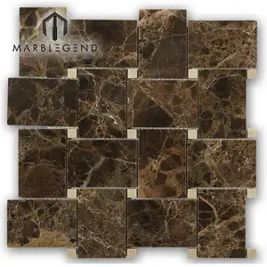 Netherlands style hit dark emperador matched crema marfil marble tile bathroom tiles natural mosaic stone