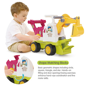 Jouet Excavatrice Portative pour Tout-Petits avec Bras de Pelle Mobile, Musique, Formes et Outils – Véhicule de Construction Éducatif - Product Image 2