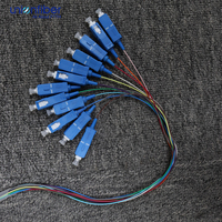 Cable de Fibra Óptica Monomodo de 12 Hilos para Red de Centro de Datos FTTX 5G, Pigtail de Fibra Óptica SC UPC PVC LSZH