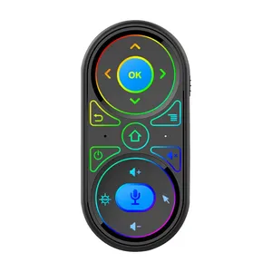 陀螺仪空中鼠标Google语音麦克风RGB背光智能遥控器2.4G Wilress可充电迷你智能遥控器，适用于netflix