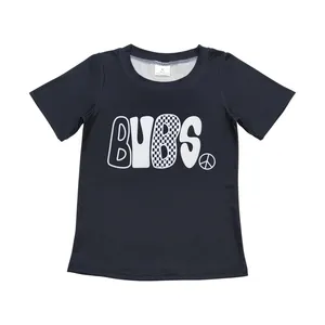 BT0617 bubs impreso azul negro algodón manga corta alta calidad bebé niño ropa de verano niño niños ropa a granel