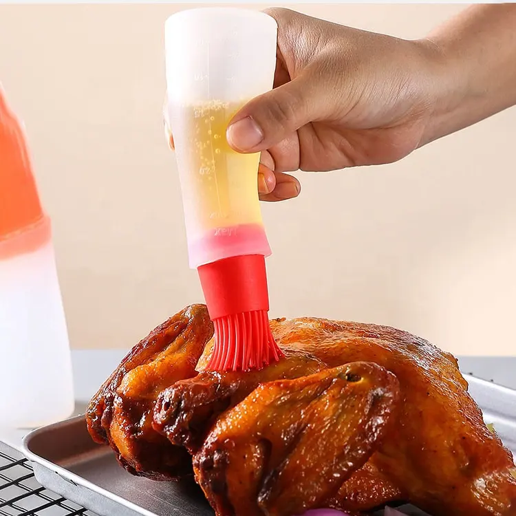 3 Styles Food Grade Seasoning Brush Cooking Bbq Oil Brush Oil Brush Bottle with Scale and Cap