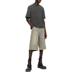 เสื้อยืดทรงบ็อกซี่ผู้ชาย TOPSHOW ผ้าฝ้าย แขนสั้น ไหล่ตก ทรงหลวม สไตล์เรียบง่าย สีพื้น ล้างสีแบบ Acid Wash สำหรับผู้ชาย - Product Image 4