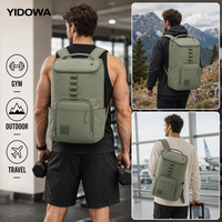Sac à dos tactique MOLLE, sac de sport et de gym avec compartiment à chaussures, poches pour bouteille d'eau, pochette pour ordinateur portable, vert sauge