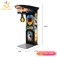 Jeu d'arcade de boxe Big Punch Golden Hand, en métal et plastique, personnalisable en espagnol, anglais, japonais, électronique, à monnayeur, pour divertissement
