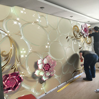 Nouveaux designs 8D 16D 1080p, peintures murales modernes imperméables, papier peint 3D avec motif floral pour appartement