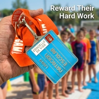 Médailles de natation personnalisées en métal plaqué or avec émail bleu doux, finition de qualité supérieure, conception gratuite, médaille rectangulaire pour sports de natation