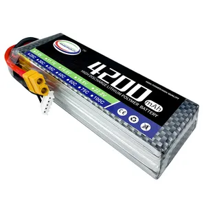 कम कीमत के लिए 2 एस 3 एस 4 एस 5 एस 6S Lipo बैटरी 7.4V 11.1V 14.8V 18.5V 22.2V 4000mAh 4200mAh 25C अधिकतम 100C आर सी लाइपो बैटरी