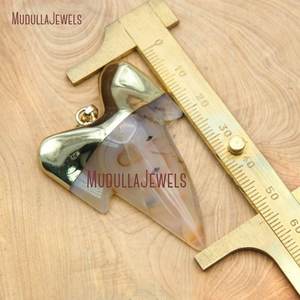 Pendentif en agate plaqué or PM15910, <span class=keywords><strong>dent</strong></span> <span class=keywords><strong>de</strong></span> requin blanc laiteux, pierre précieuse, <span class=keywords><strong>bijoux</strong></span> - Product Image 4