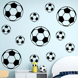 Autocollants muraux créatifs en forme de ballons de football noirs, très vendus, pour la décoration de la <span class=keywords><strong>chambre</strong></span> des garçons, autocollants décoratifs en vinyle autocollants pour le salon des enfants - Product Image 4