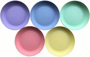 Assiette en paille de blé de 10 pouces, ensemble de vaisselle, compatible lave-vaisselle et micro-ondes, incassable, récipient alimentaire biodégradable - Product Image 4