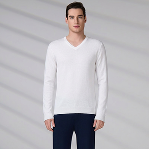 Pull en coton à col en V pour homme, tricoté, durable, respirant, confortable pour l'automne, anti-plis, anti-rétrécissement - Product Image 3