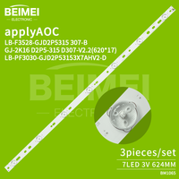Bande de rétroéclairage TV LB-F3528-GJD2P5315 307-B GJ-2K16 D2P5-315 D307-V2.2 LB-PF3030-GJD2P53153X7AHV2-D TV LED bandes lumineuses 3 pièces/ensemble