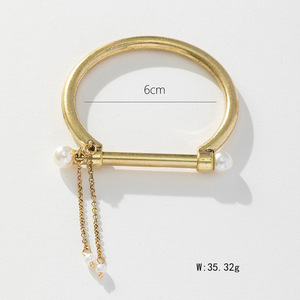 Bracelet à pampilles en perles dorées avec fermoir magnétique, bijoux pour femmes, cadeau - Product Image 2