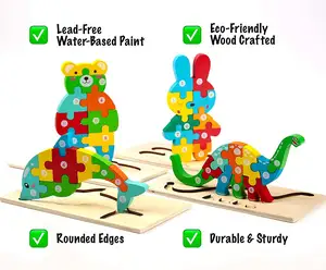 Nieuwe Fabriek Montessori Houten Puzzel Baby Cartoon Intelligentie Educatief Spel Speelgoed Voor Kinderen Peuters 3d Houten Puzzel