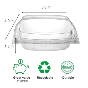Boîte en plastique transparente à clapet de 8 oz, 12 oz, 16 oz, 24 oz, 32 oz, 48 oz, emballage jetable pour salade de fruits, conteneur alimentaire en PET à charnière - Product Image 2