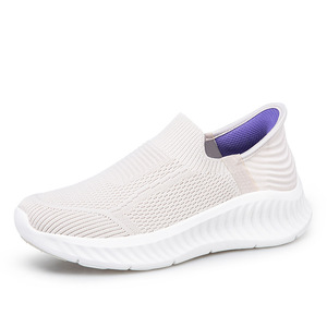 White Mesh Slip-On Walking Shoes Round Toe Breathable EVA Midsole All Seasons Style wholesale - Product Image 1