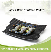 Assiette de service noire en mélamine incassable et durable de 13 pouces pour restaurant
