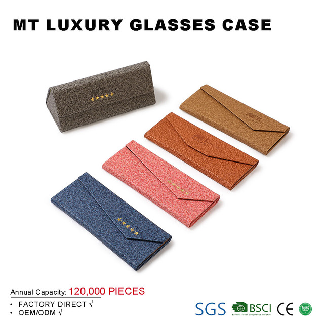 Custom Logo Colorful PU Leather Folding Triangle Eyeglasses Case Sunglasses Case & Bag