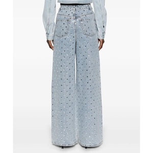 2025 nuovi Jeans con paillettes a gamba larga da <span class=keywords><strong>donna</strong></span>-pantaloni in Denim con decorazione <span class=keywords><strong>di</strong></span> diamanti completi - Product Image 3