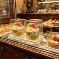 Boîte à cornets de crème glacée avec couvercle et base personnalisés, boîte d'emballage de dessert en plastique transparente de luxe en deux parties