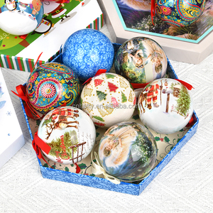 High Quality <b>Foam</b> Wrapped Christmas Hanging Ornament <b>Sticker</b> Printed Shatterproof European Style Customizable Design - Product Image 1