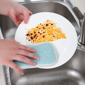 Nano Sponge Pad Rectangle Lake Blue Gray Double Sided Kitchen Dishwashing Cleaning Gentle On Pots And Pans - Product Image 1