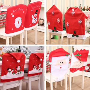 Funda para Silla de Comedor de Hotel para Banquete de Boda Navideña con Diseño de Papá Noel y Muñeco de Nieve, Material de Tela - Product Image 2