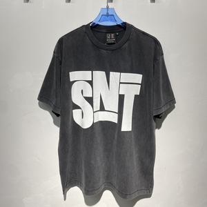 卸売高級ブランドSaintメンズTシャツ高品質グラフィックプリント半袖ヴィンテージアシッドウォッシュカスタムSaintメンズTシャツ - Product Image 6