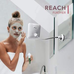 360 °   Miroir de maquillage lumineux à col de cygne rotatif pour salle de bain, miroir grossissant flexible rechargeable 10x avec 3 lumières LED - Product Image 5