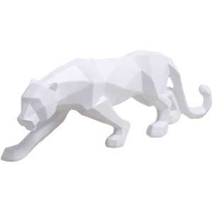 <span class=keywords><strong>Pantera</strong></span> Scultura Statua Geometrica Moderna Della Resina Del Leopardo Arredamento per La Casa Libreria Vetrina di un Negozio di Bianco o Nero - Product Image 1