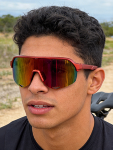 Men's Half Rim Shield Sports Sunglasses Mirror Lenses 100% UV Protection Outdoor Cycling Use - Product Image 1