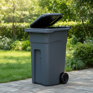 Contenitore per Riciclaggio 85 L con Coperchio Nero Apribile e Ruote - Product Image 3