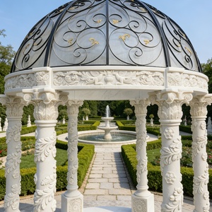 Pavillon en marbre personnalisé de style classique, sculpté à la main, colonne romaine de jardin, gazebo de mariage en pierre blanche - Product Image 4