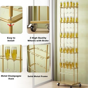 Support à champagne sur pied avec roulettes, porte-verres en métal à 5 niveaux pour mariage, fête, événement - Product Image 3