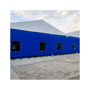 Grande tente d'arène sportive modulaire extérieure en PVC Panneau de laine de roche bleue Fenêtres en verre Terrain de basket préfabriqué Expositions d'événements - Product Image 4