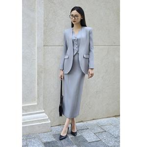 Conjunto de Blazer sin Cuello para Mujer, Elegante, Minimalista, de Tela de Lana, Color Sólido, para Oficina, KA13, de Vietnam - Product Image 4