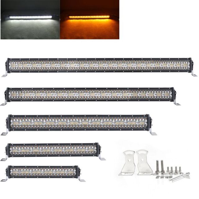 2020 12V 24V LED Light Bars,Dual Color Amber Strobe Off Road 3 Rows Offroad Driving 22 32 42 4x4 50 Inch Led Light Bar