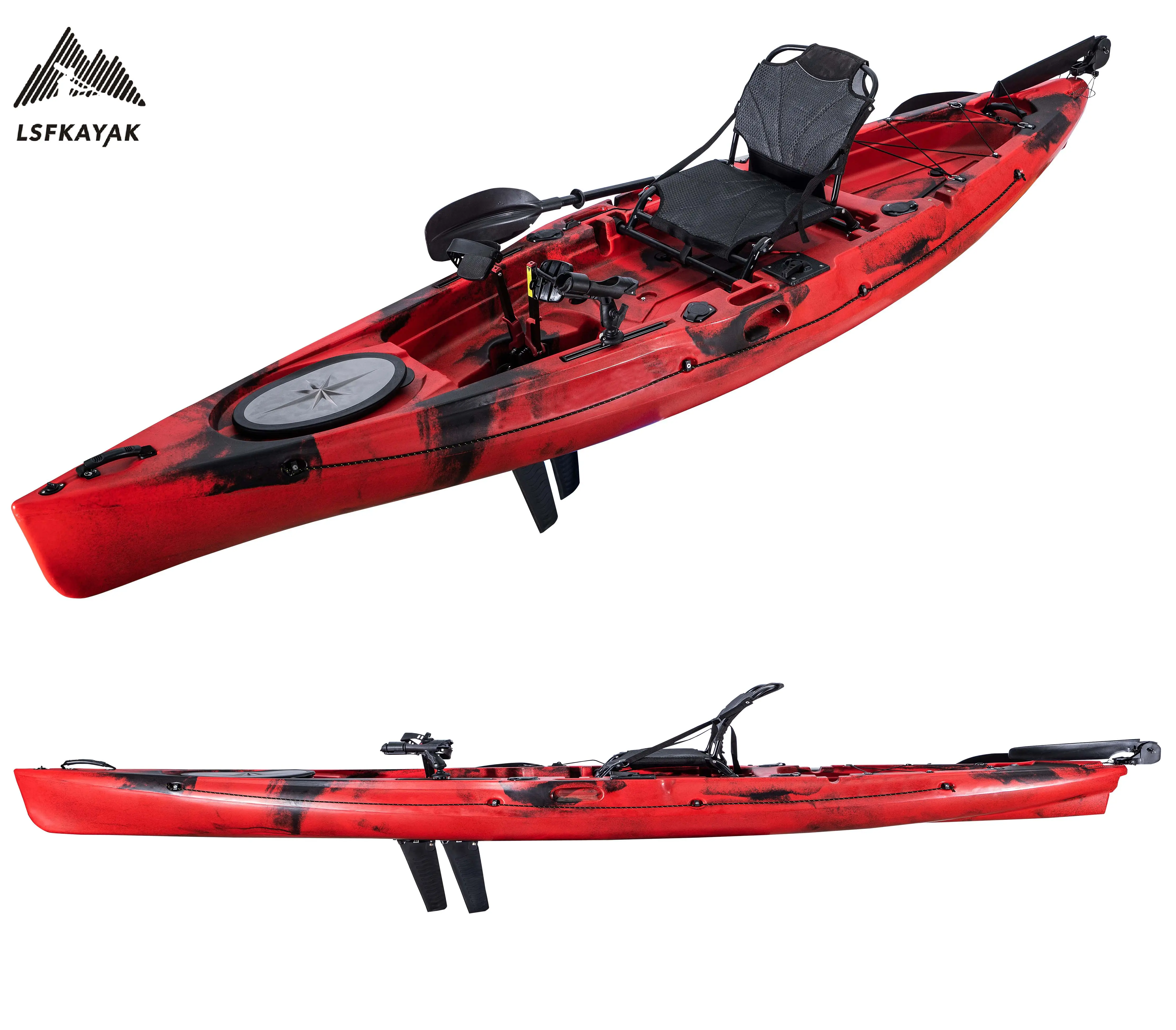Hot popolare sedile singolo una persona 12ft kayak pedalata kayak vendita per la pesca