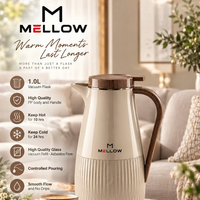 Carafe à café isotherme naturelle OEM 1,0 L, marron kaki texturé, avec base en PP, intérieur en verre, poignée mate et couvercle plat, pour les centres de villégiature