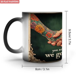 Taza de Viaje Portátil para Bebidas, 11 oz, Cerámica Negra Esmerilada, Taza Mágica que Cambia de Color con el Calor - Product Image 1