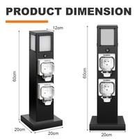 Piedestal d'alimentation autoportant pour camping-car en acier inoxydable 304, prises multi-pays personnalisées avec tension et courant USB réglables