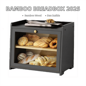 <span class=keywords><strong>LYP</strong></span> 2025 Ensemble de boîtes de rangement à pain modernes en bambou à deux niveaux avec support d'angle - Product Image 2