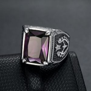 Yunnique – bague rétro Punk pour hommes, en acier inoxydable, pierres précieuses en verre multicolores, motif de tulipe, sertissage à la lunette, bijoux cadeau - Product Image 3