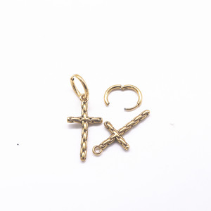 yunnique Cross <b>Earrings</b> Gold Titanium Steel Clip On Unisex Everyday Wear Geometric Design - Product Image 2