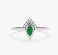 Anillos Modernos de Plata de Ley 925 con Baño de Oro de 18K y Esmeraldas Marquise de Alta Calidad