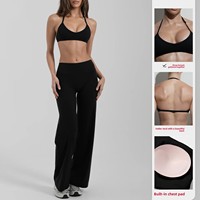 Nouvel ensemble de yoga deux pièces respirant à taille haute et séchage rapide, avec soutien-gorge push-up rehausseur de poitrine à col halter et pantalon de sport fitness pour Pilates