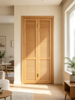 Porte à persiennes en bois massif, ouverture latérale intérieure, design moderne minimaliste non fini, pour armoire de chambre à coucher