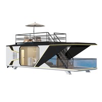 Maison préfabriquée en acier de type capsule spatiale extensible, alimentée à l'énergie solaire, personnalisable en usine, pour hôtel/villa/appartement
